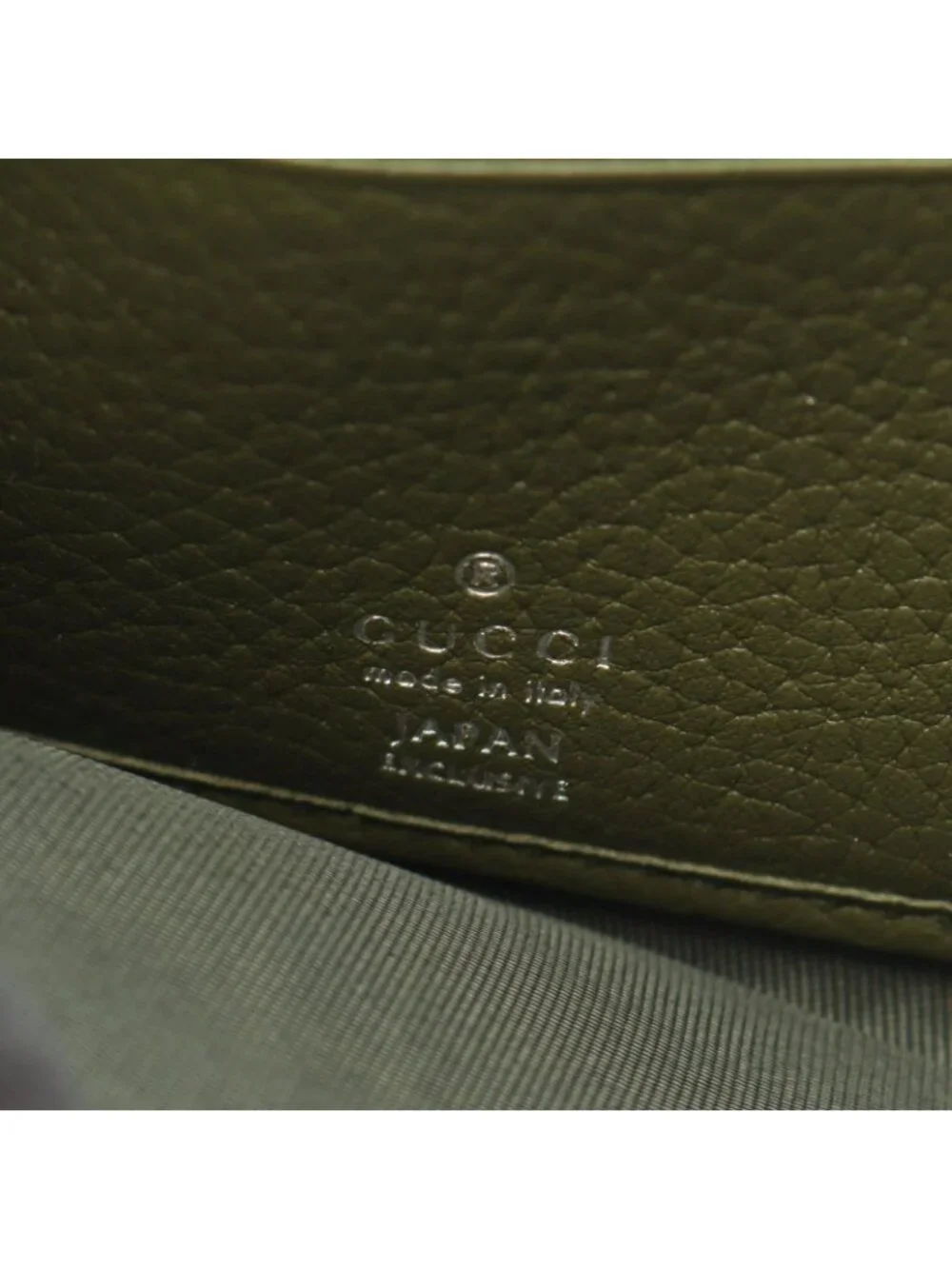 Gucci Round Length Wallet Logo Khaki Leather